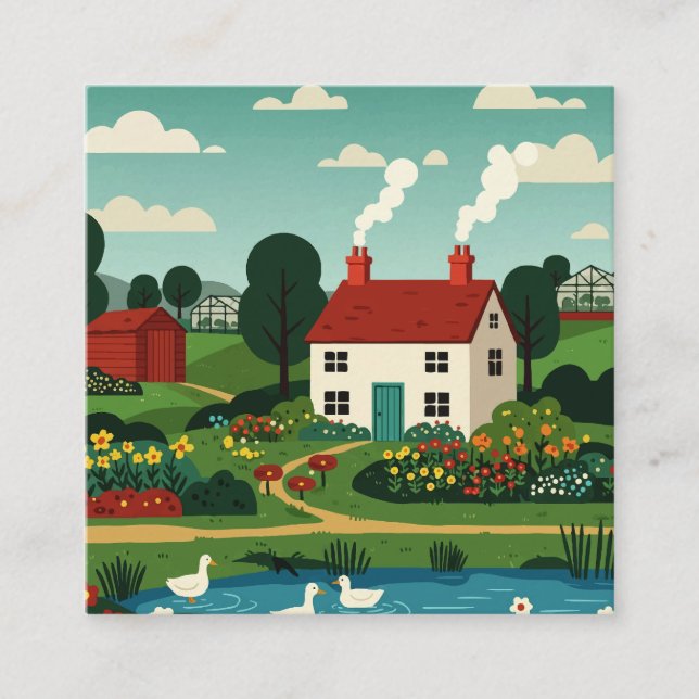 Rural town fyrkantigt visitkort (Framsida)