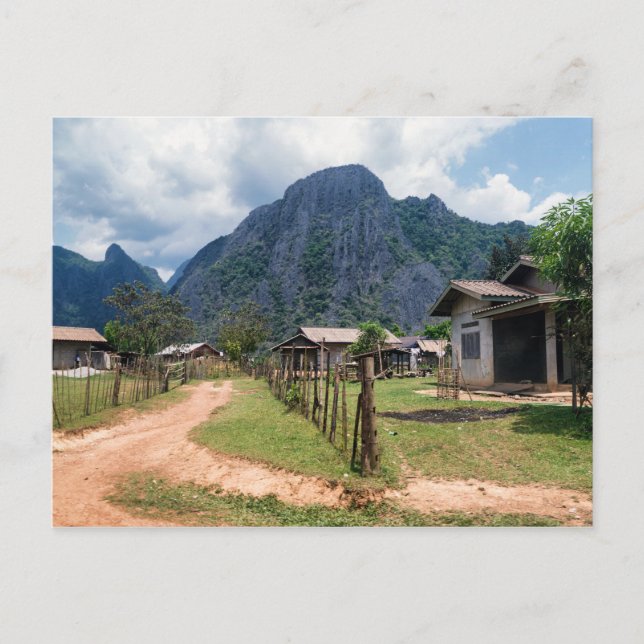 Rural Village Houses nära Vang Vieng, Laos Vykort (Framsida)