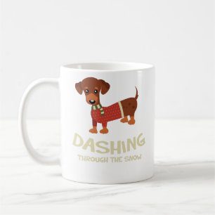 Rusa till och med julen för snötaxhund kaffemugg