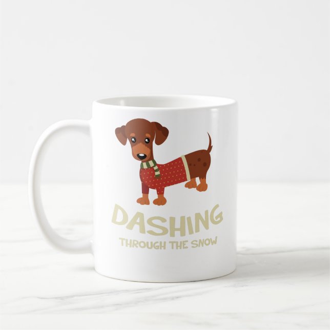 Rusa till och med julen för snötaxhund kaffemugg (Vänster)