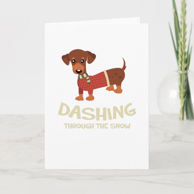 Rusa till och med julen för snötaxhund kort (Framsida)