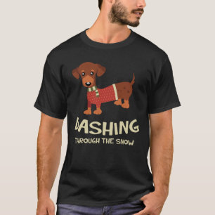 Rusa till och med julen för snötaxhund t shirt