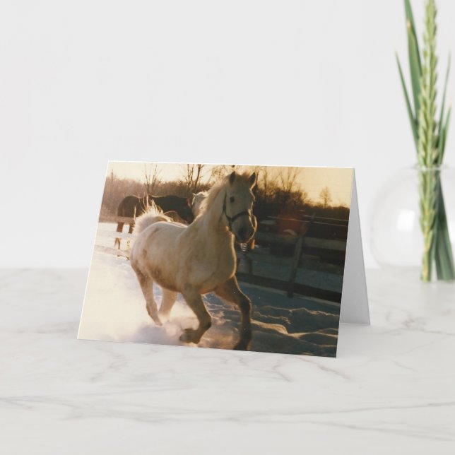 Rusa till och med snön. helgkort (Framsida)