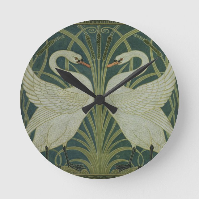 "Rusar Iris svanen, och" tapetdesign Rund Klocka (Framsida)