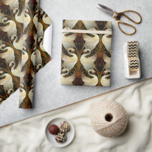 Rush Iris Crane Birds Guld Ivory Wrapping Papper