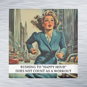 Rushar till Happy Hour Rolig Retro 50-tals Mening Magnet