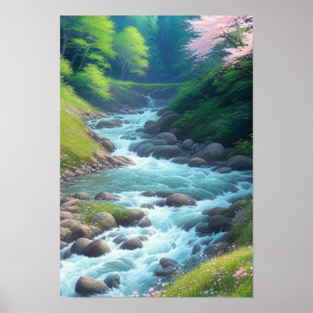 Rushing Mountain Stream Poster (Framsidan)