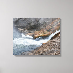 Rushing Waterfall Sten Yellowstone Vatten River Canvastryck