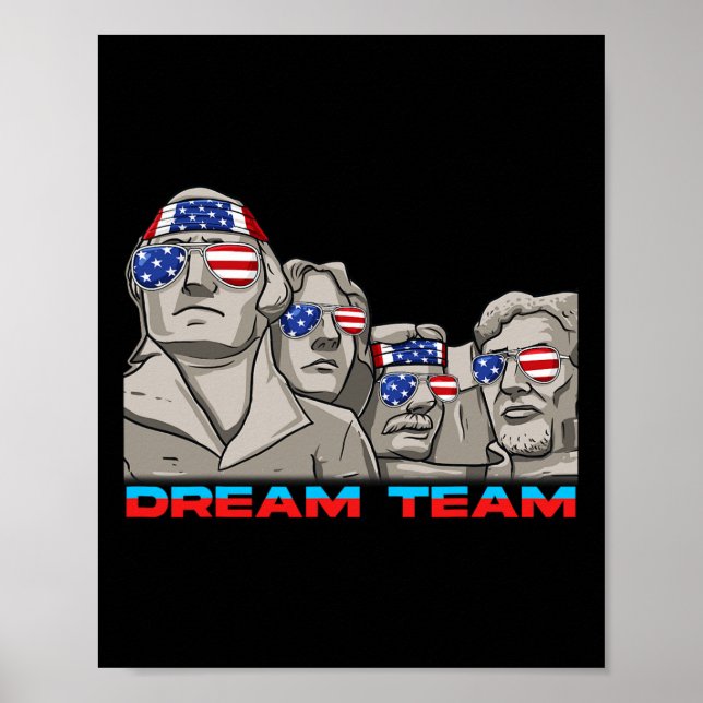 Rushmore 4:e juli, underbart patriotisk ordförande poster (Framsidan)