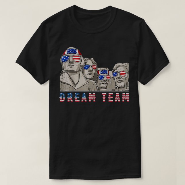 Rushmore 4:e juli, underbart patriotisk ordförande t shirt (Design framsida)