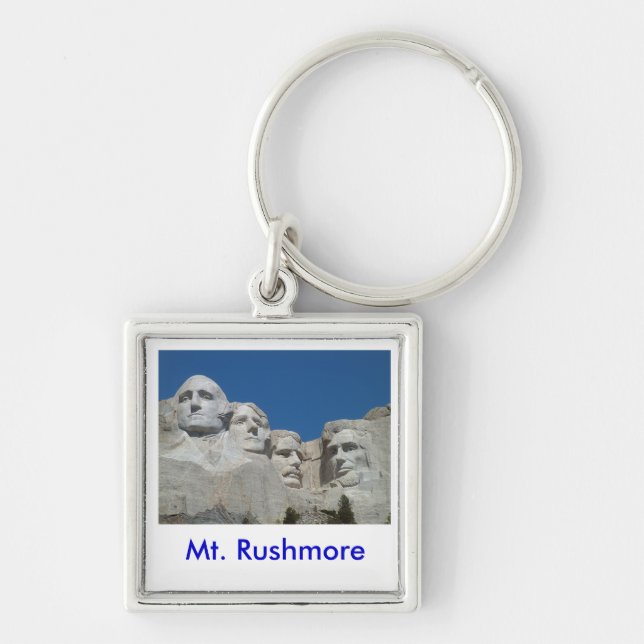 Rushmore Keychain Fyrkantig Silverfärgad Nyckelring (Framsidan)