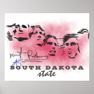 Rushmore National Memorial Teckning South Dacota Poster