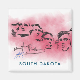 Rushmore South Dacota National Memorial Teckning Magnet