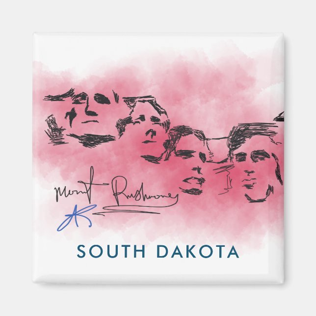Rushmore South Dacota National Memorial Teckning Magnet (Framsidan)