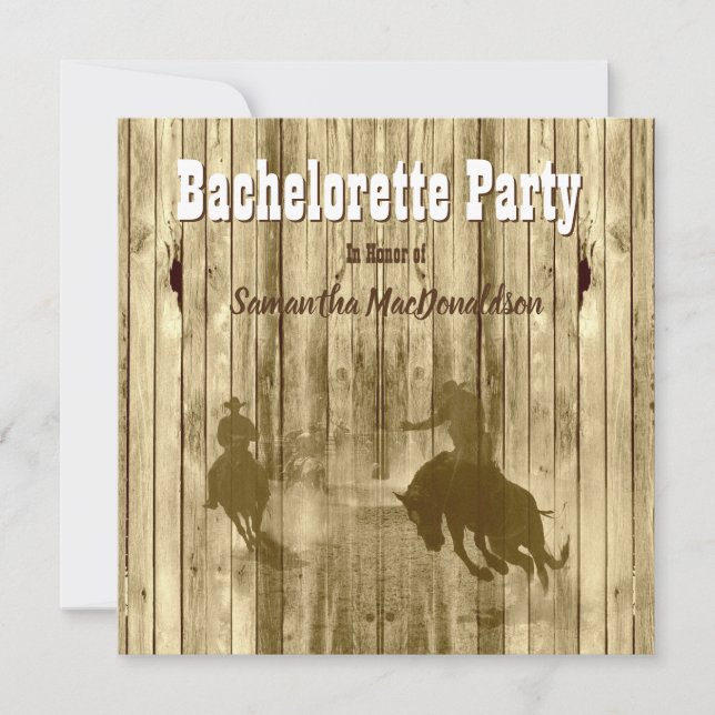 Rusic cowboybachelorette Party Inbjudningar (Framsida)