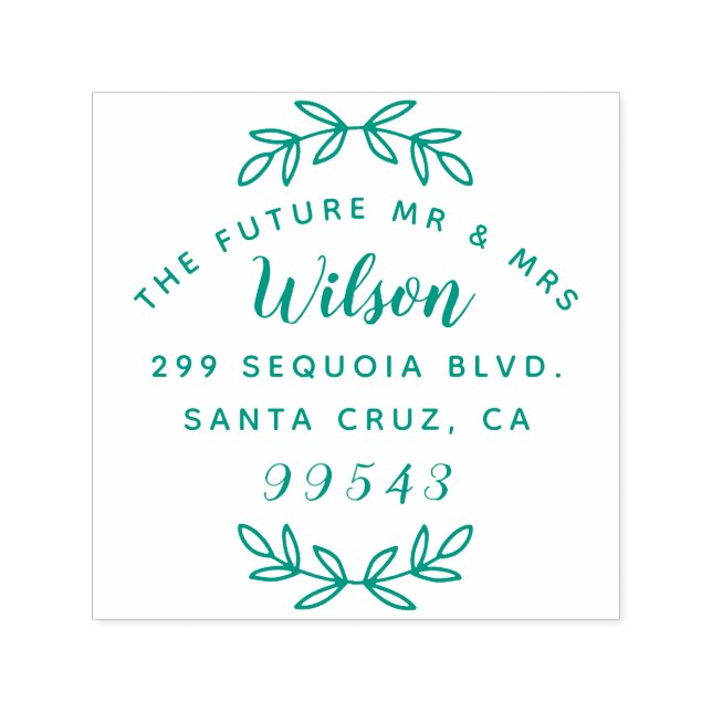 Rusic skrev Framtiden, mr & Mrs Returadress Självfärgande Stämpel (Design)