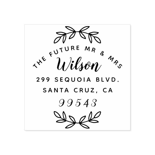 Rusic skrev Framtiden, mr & Mrs Returadress Stämpel (Tryck)