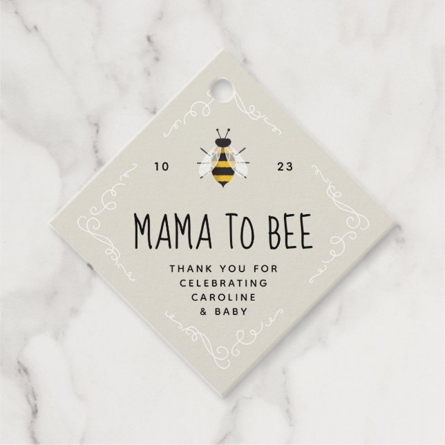 Rusitc Mamma till Bee Baby Shower Gåvor Etiketter (Framsida)