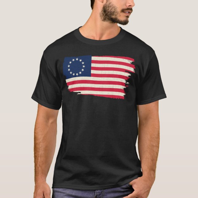 rusningstig baugh betsy tvärs över Flagga shirt T Shirt (Framsida)