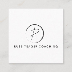Russ Yeager Coaching Signaturlogotyp Fyrkantigt Visitkort