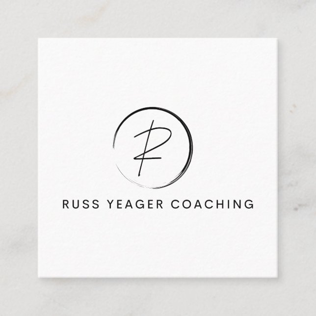 Russ Yeager Coaching Signaturlogotyp Fyrkantigt Visitkort (Framsida)