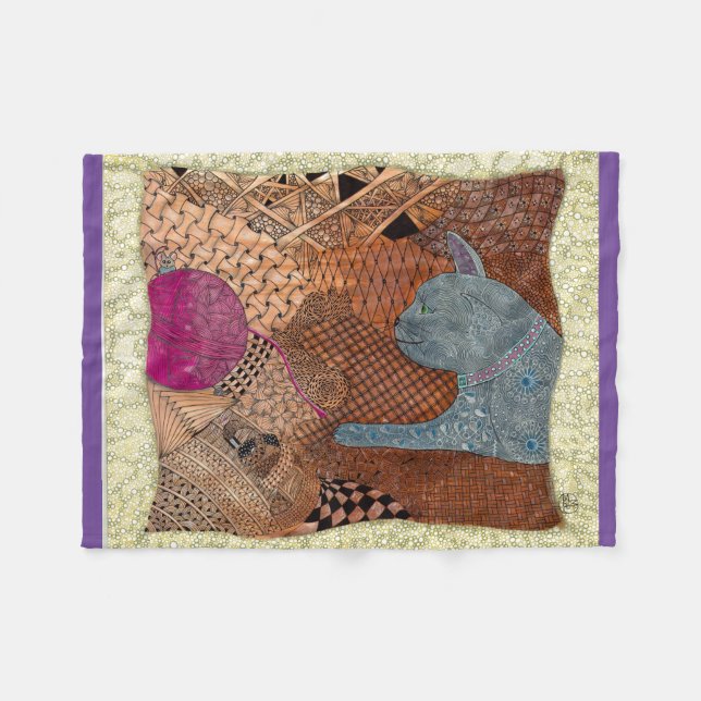 Russain Blue Cat Tangled Blanket Fleecefilt (Framsidan (Horisontell))