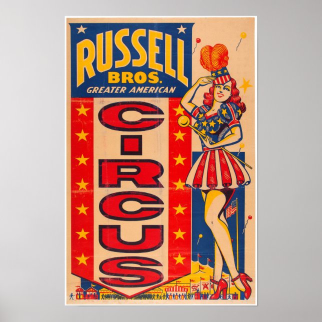 Russel Bros Greater American Circus Poster (Framsidan)