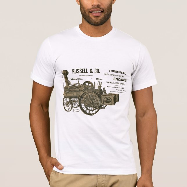 Russell and Co. Steam Traction Engine farm 1889 T Shirt (Framsida)