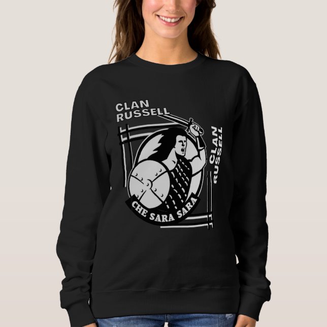 Russell Clan Gaelic Motto Svärdman T Shirt (Framsida)