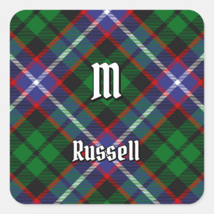 Russell Clan Tartan Fyrkantigt Klistermärke