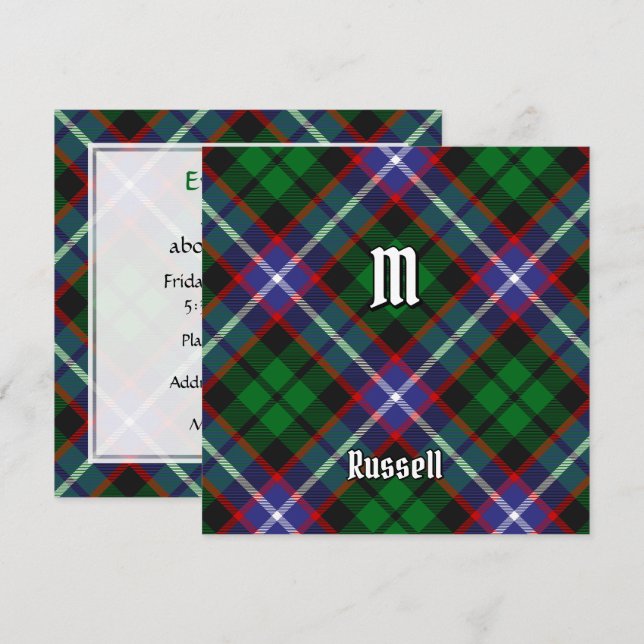 Russell Clan Tartan Inbjudningar (Fram/baksida)