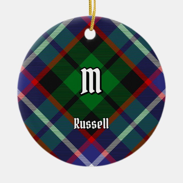 Russell Clan Tartan Julgransprydnad Keramik (Framsidan)