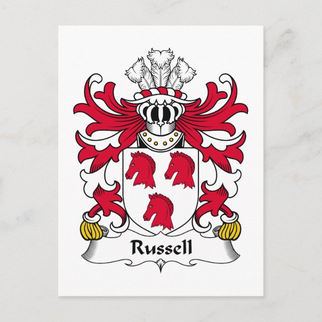 Russell Family Crest Vykort (Framsida)