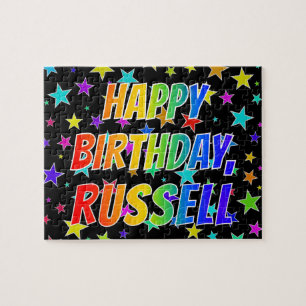 "RUSSELL" Första Namn, Roligt "GRATTIS PÅ FÖDELSED Pussel