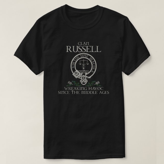 Russell Klan vapensköld Scottish Surname tartan Th T Shirt (Design framsida)