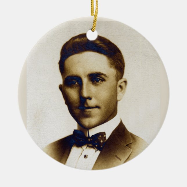 Russell L. Swigert 1917 bröllopsdag Julgransprydnad Keramik (Framsidan)