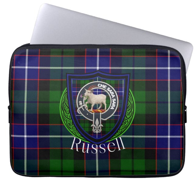 Russell Scottish Clan Tartan and Crest  Laptop Fodral (Framsidan)