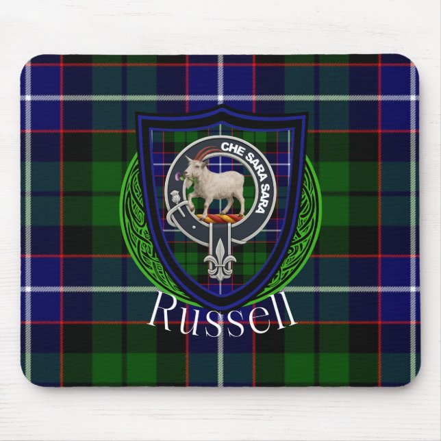 Russell Scottish Clan Tartan and Crest  Musmatta (Framsidan)