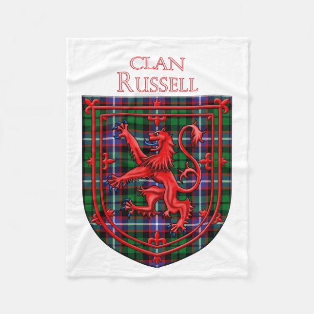 Russell Tartan Scottish Plaid Lion Rampant Fleecefilt (Framsidan)