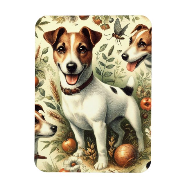 Russell Terrier för Cute Vintage Jack Magnet (Vertikal)
