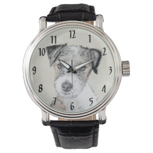 Russell Terrier Grov målning - Original hundkonst Armbandsur