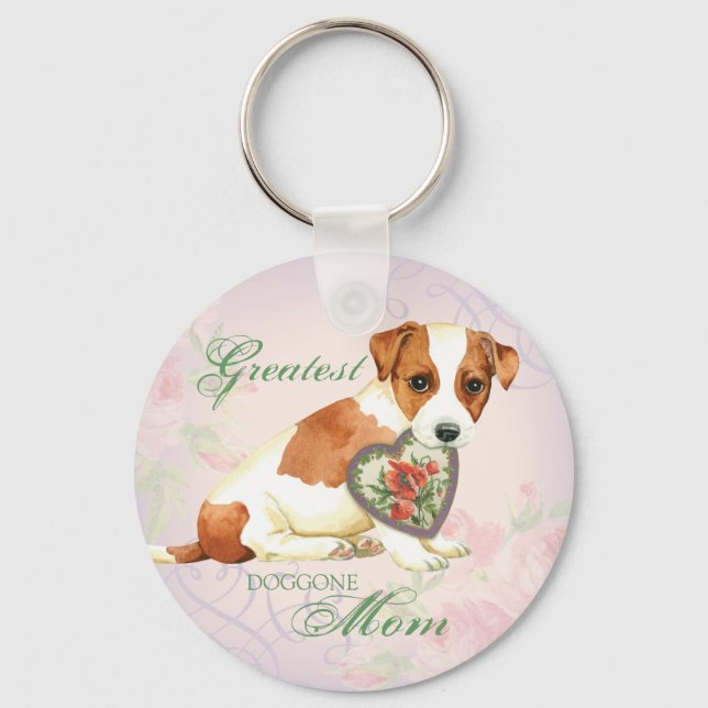 Russell Terrier Heart Mamma Nyckelring (Framsida)