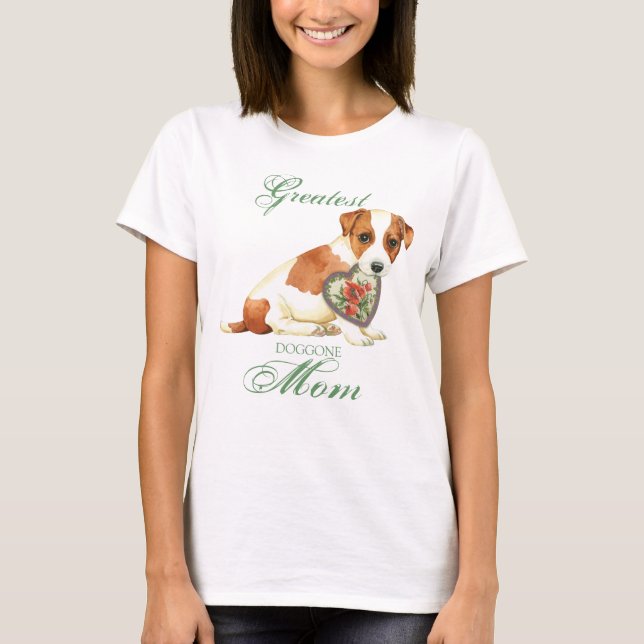 Russell Terrier Heart Mamma Tee Shirt (Framsida)