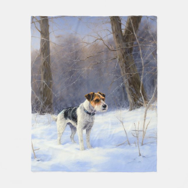 Russell Terrier Låt det snöa jul Fleecefilt (Framsidan)