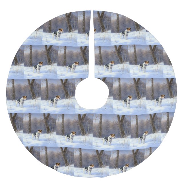 Russell Terrier Låt det snöa jul Julgransmatta Borstad Polyester (Framsidan)