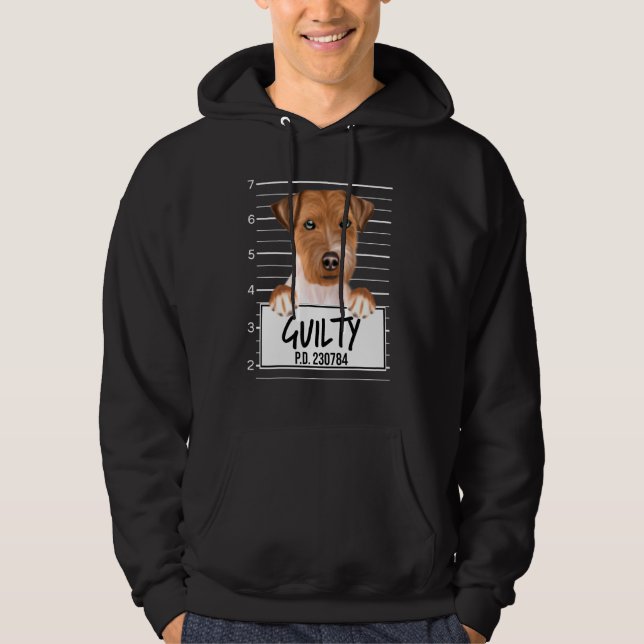 Russell Terrier Mugshot Skyldig Hund Hoodie (Framsida)