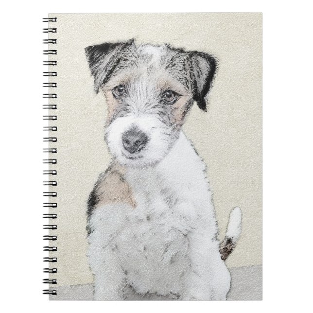 Russell Terrier Rough Painting - Original Hund Art Anteckningsbok Med Spiral (Framsidan)