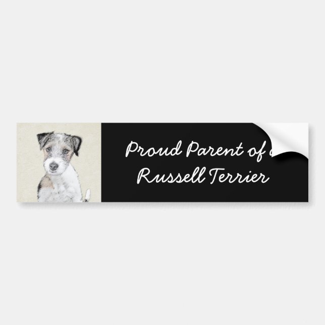 Russell Terrier Rough Painting - Original Hund Art Bildekal (Framsidan)