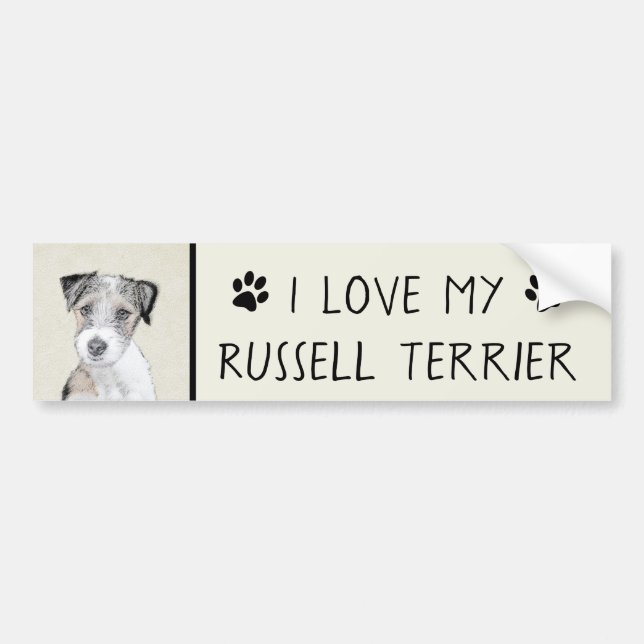 Russell Terrier Rough Painting - Original Hund Art Bildekal (Framsidan)