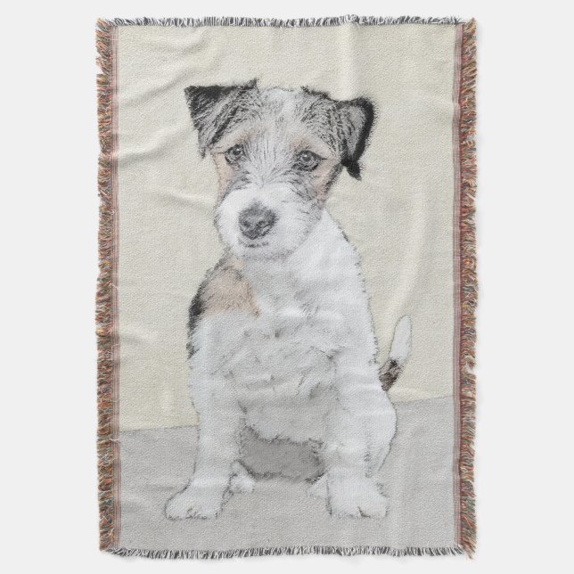 Russell Terrier Rough Painting - Original Hund Art Filt (Framsidan Vertikal)
